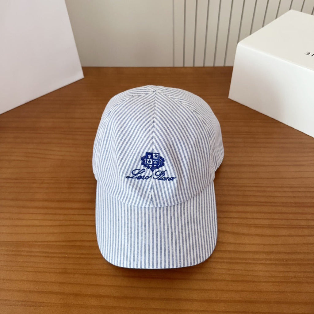 Blue & White Striped Baseball Cap  Lightweight