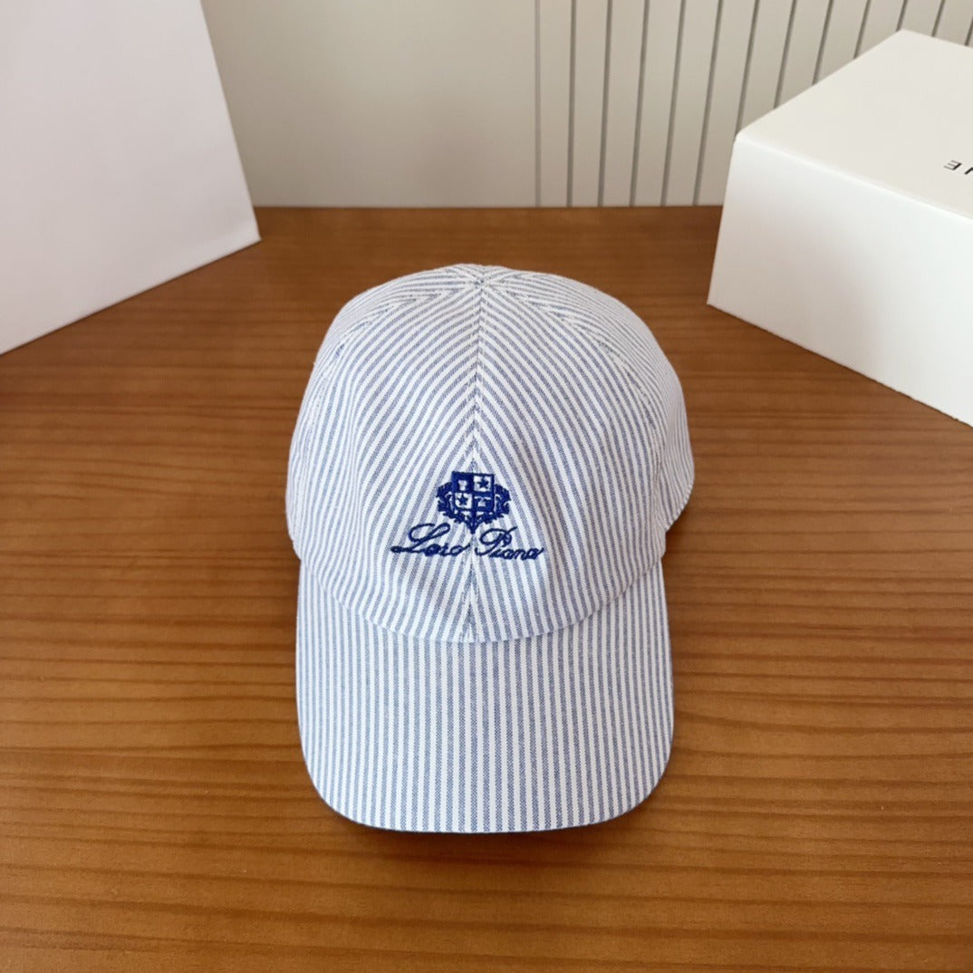 Blue & White Striped Baseball Cap  Lightweight