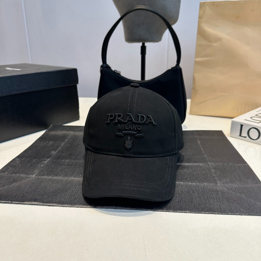 Tonal Embroidered  Baseball Cap — Black