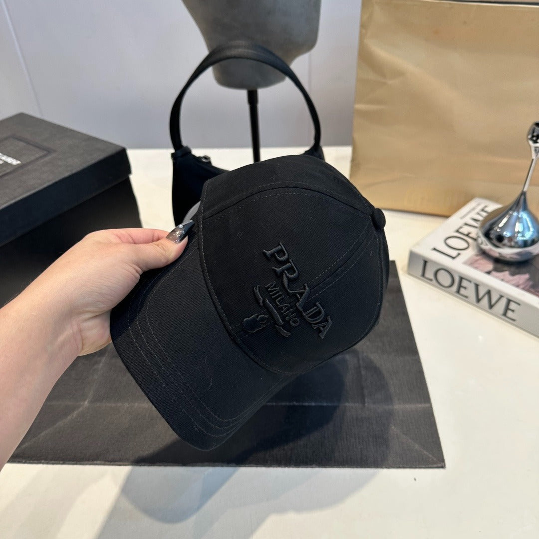 Tonal Embroidered  Baseball Cap — Black