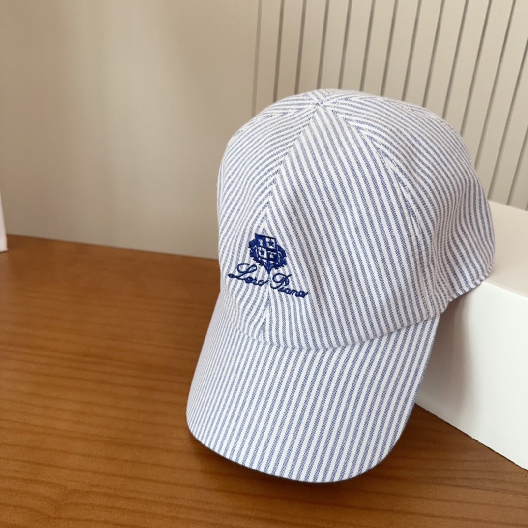 Blue & White Striped Baseball Cap  Lightweight