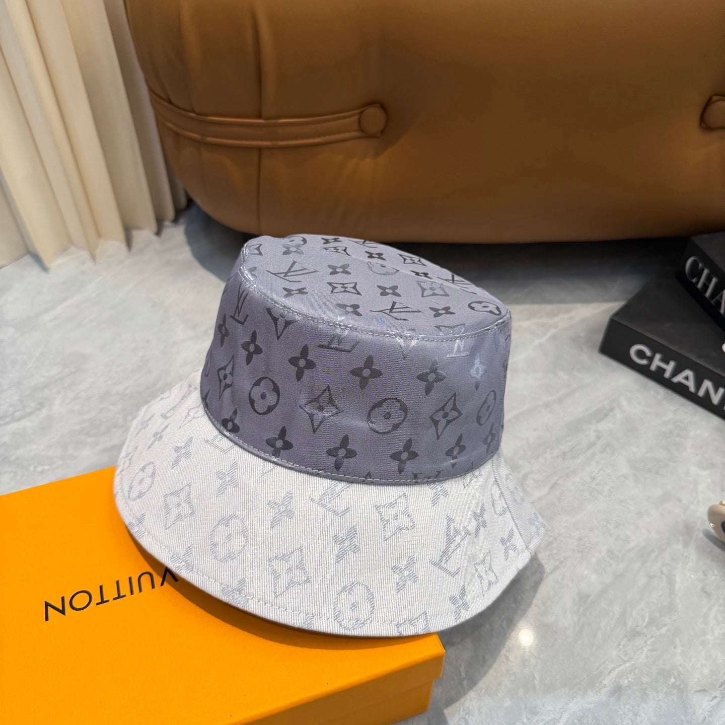 Two-Tone Monogram Style Bucket Hat